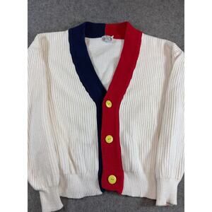 Vintage Neiman Marcus Cardigan Women XL Colorblock Ribbed Knit Oversized 80s 90s